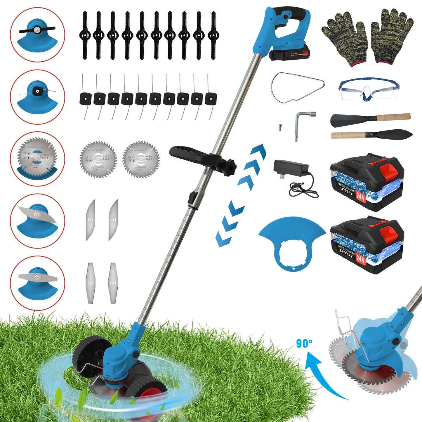 Cordless 21V Grass Trimmer Edger Mower 3-In-1 Tool
