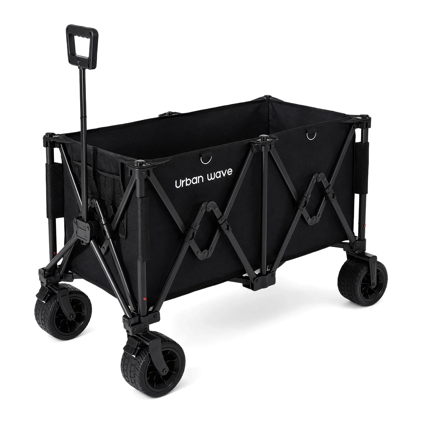 Heavy-Duty Folding Beach Cart - 680LBS Capacity, LargeAll-Terrain Sand Wheels, Cup Holder, 360° Maneuverability -Ideal for Camping, Gardening, Outdoor Sports EquipmentTransport