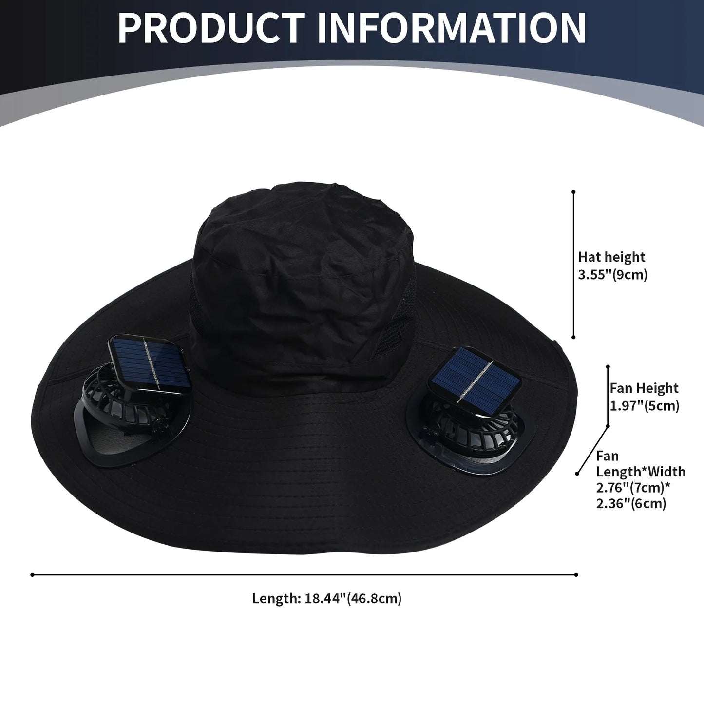Unisex Outdoor Wide Brim Double Fan Hat With Solar USB