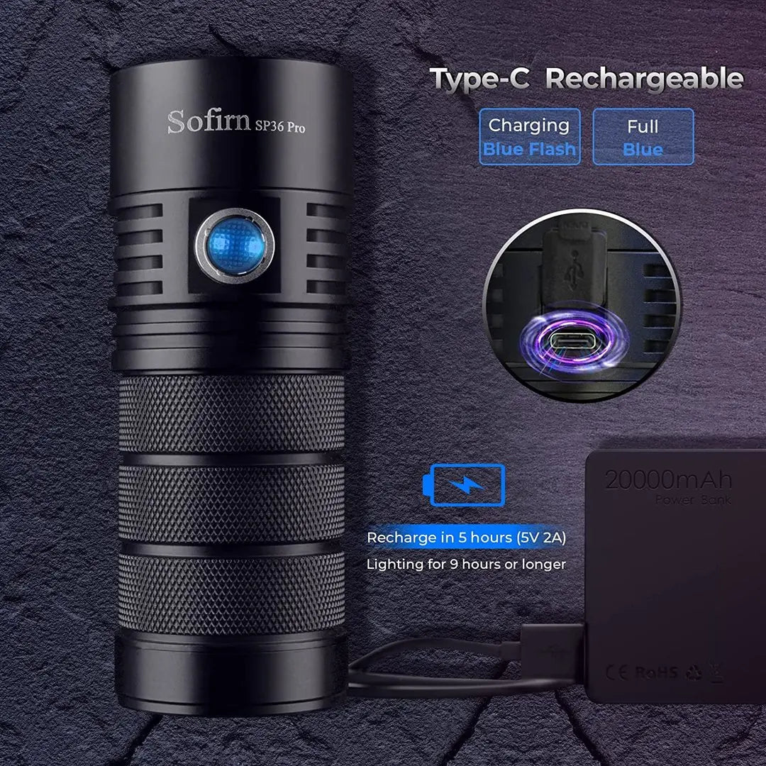 Sofirn SP36 Pro 8000lm Flashlight USB C Rechargeable