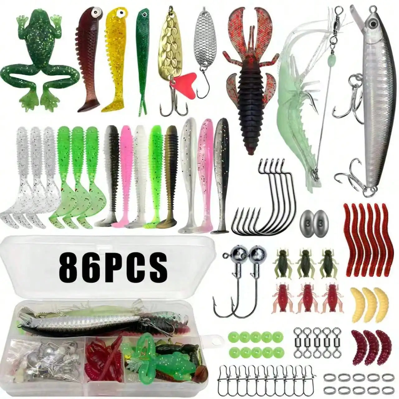 Multi Bait Fishing Tackle Set With Multi Layer Storage Tackle Box All Water