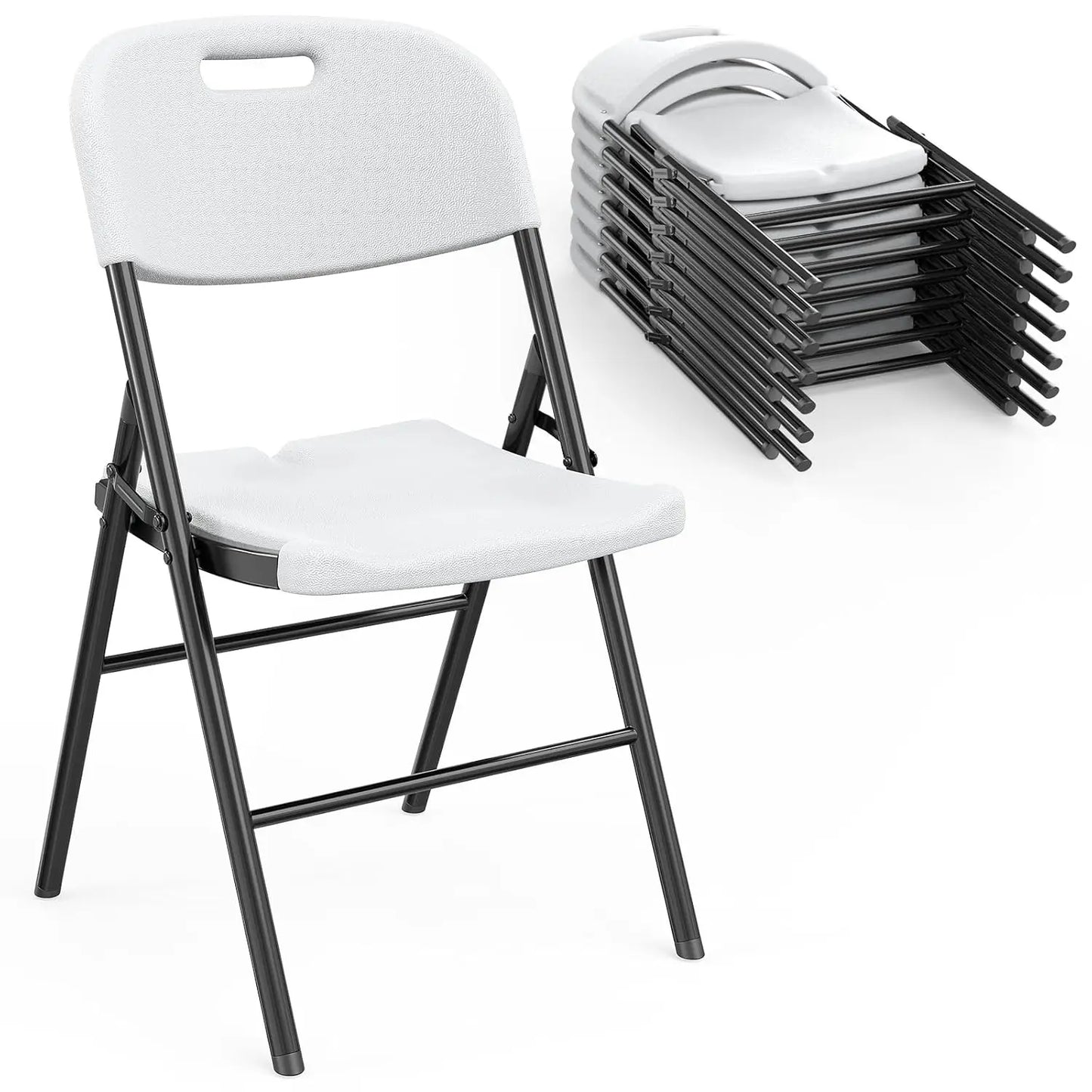 HDPE Folding Chair Weather Resistant Outdoor Indoor Patio Garden 350 Lbs 8 Pack