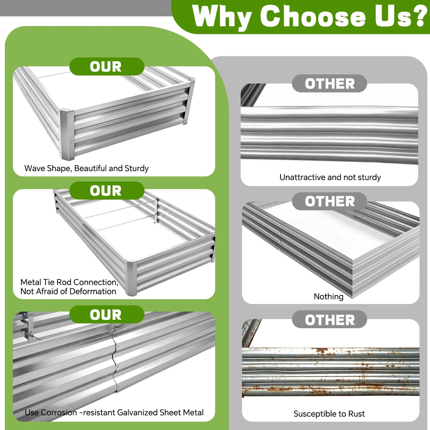 Galvanized Metal Raised Garden Bed Outdoor Planter Box For Vegetables