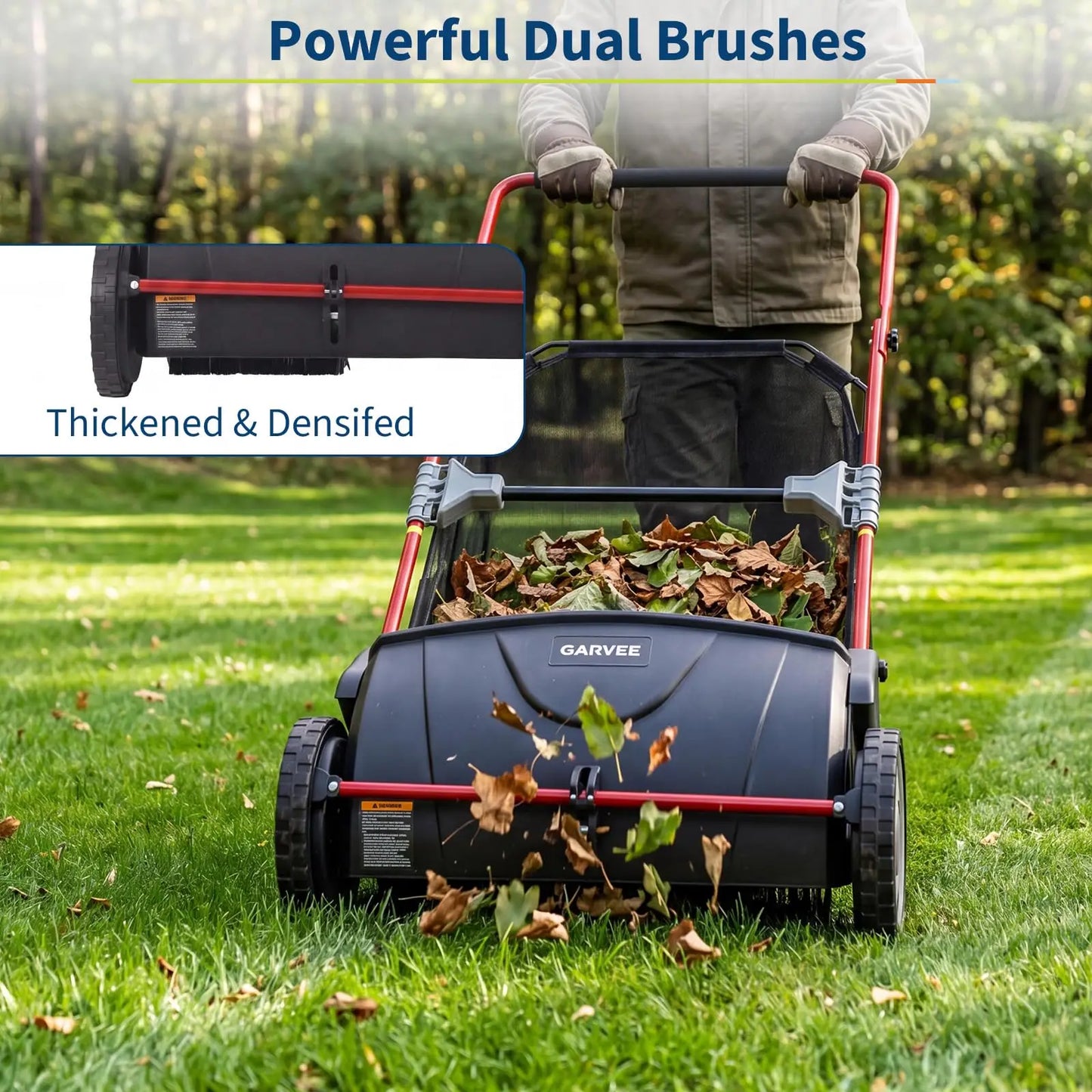 HiMISS Push Lawn Sweeper With Large Hopper And Four Brushes