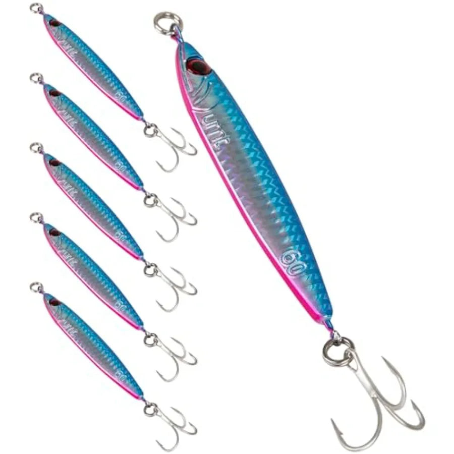 Casting Jigs Set With Super Sharp Treble Hooks For Sea Bass Fluke Porgy Tautog
