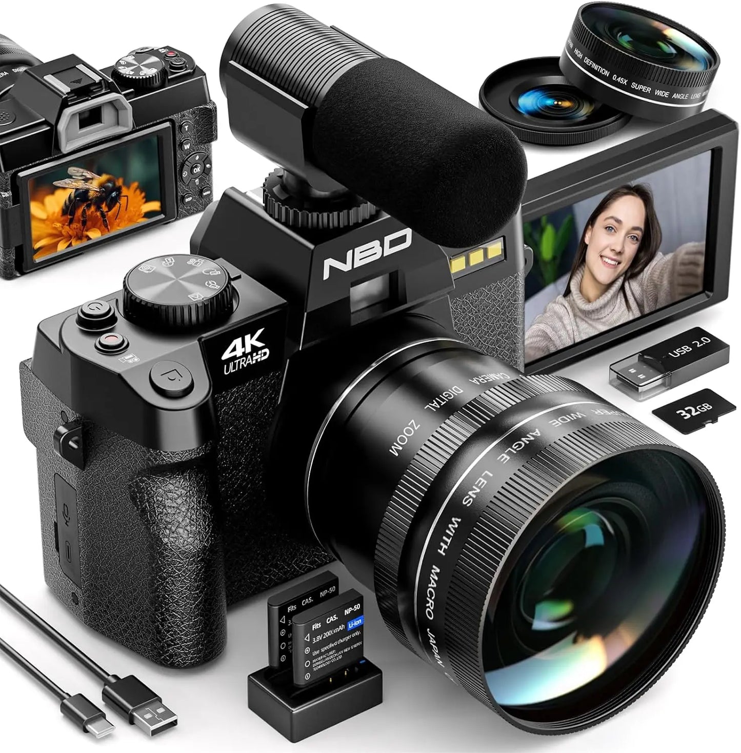 NBD 4K Digital Camera 48MP With 16X Zoom For Photography
