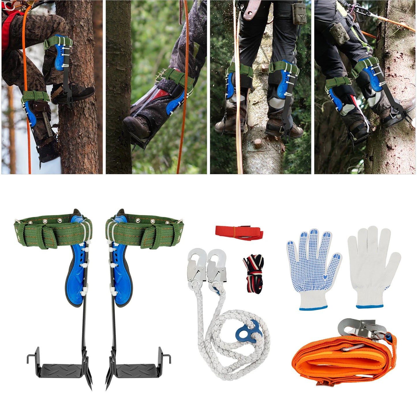 Tree Climbing Spikes Kit With 220lb Safety Belt Harness Arborist