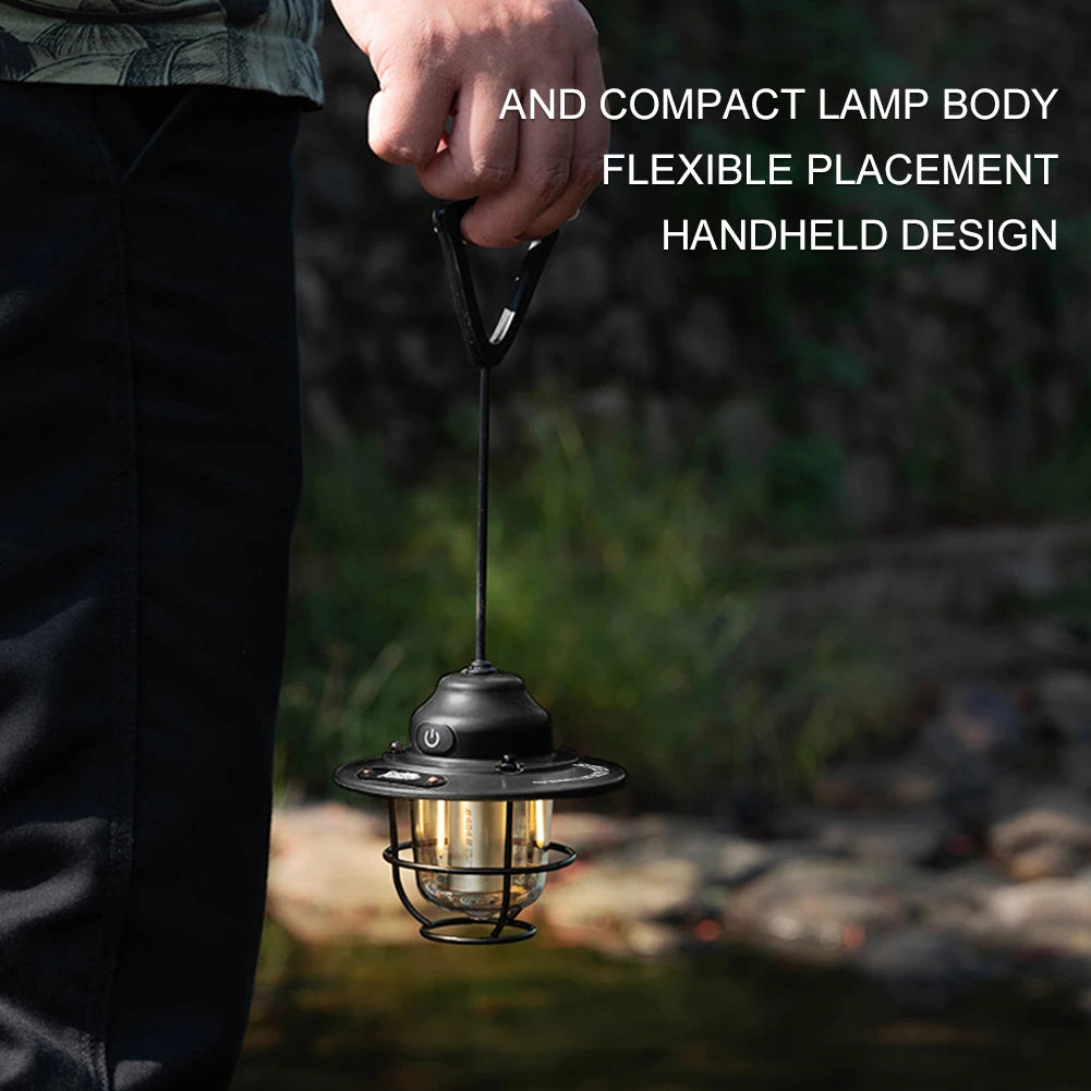 LED Camping Lantern Dimmable Type C Charging Retro Light 4 Modes Multifunction