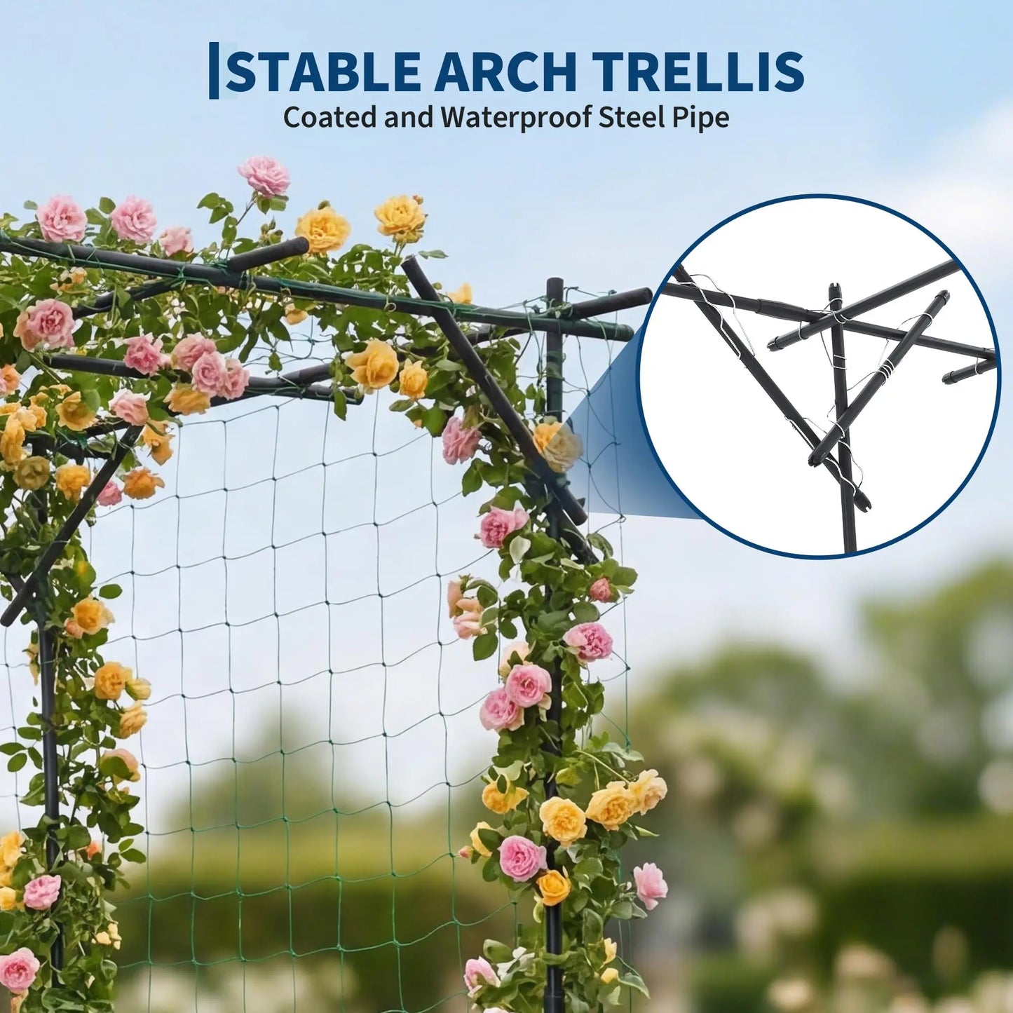 Large Metal Garden Arch Trellis 78"x78"x78", Outdoor Climbing Plant Support for Grapes and Cucumbers, Ideal for Gardens, Walkways, and Yards