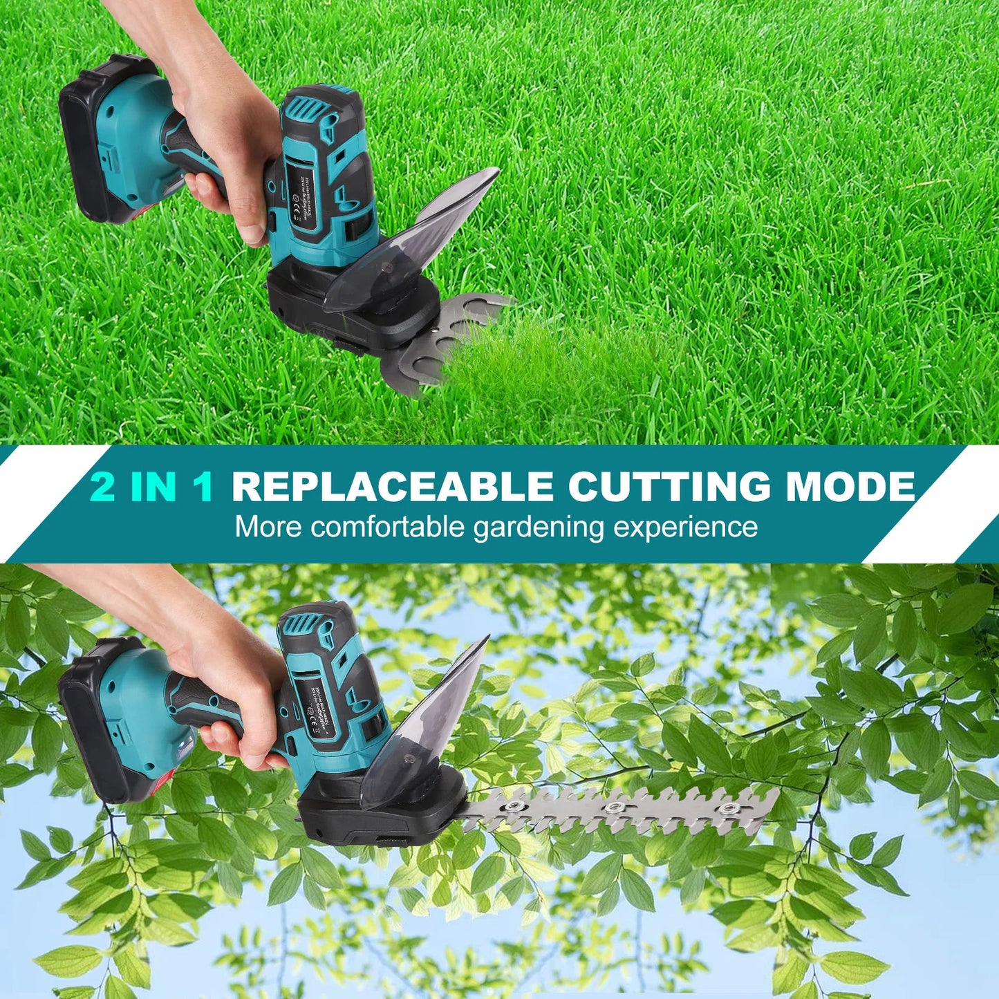 20V Cordless Grass Shears Handheld Grass Trimmer 2 in 1 Electric Grass Clippers & Power Hedge Trimmers Cordless for Gardening wi