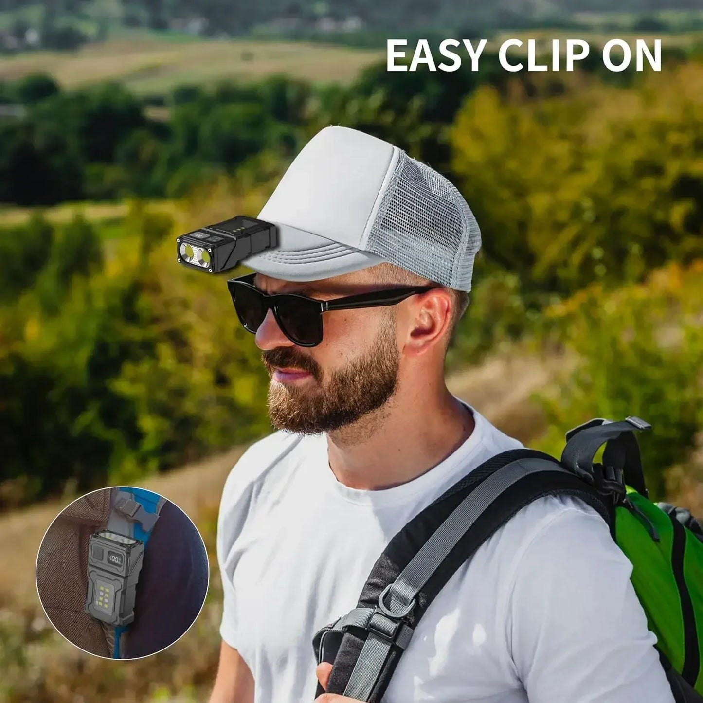 EDC LED Flashlight Rechargeable Magnetic ClipOn Handheld for Hiking
