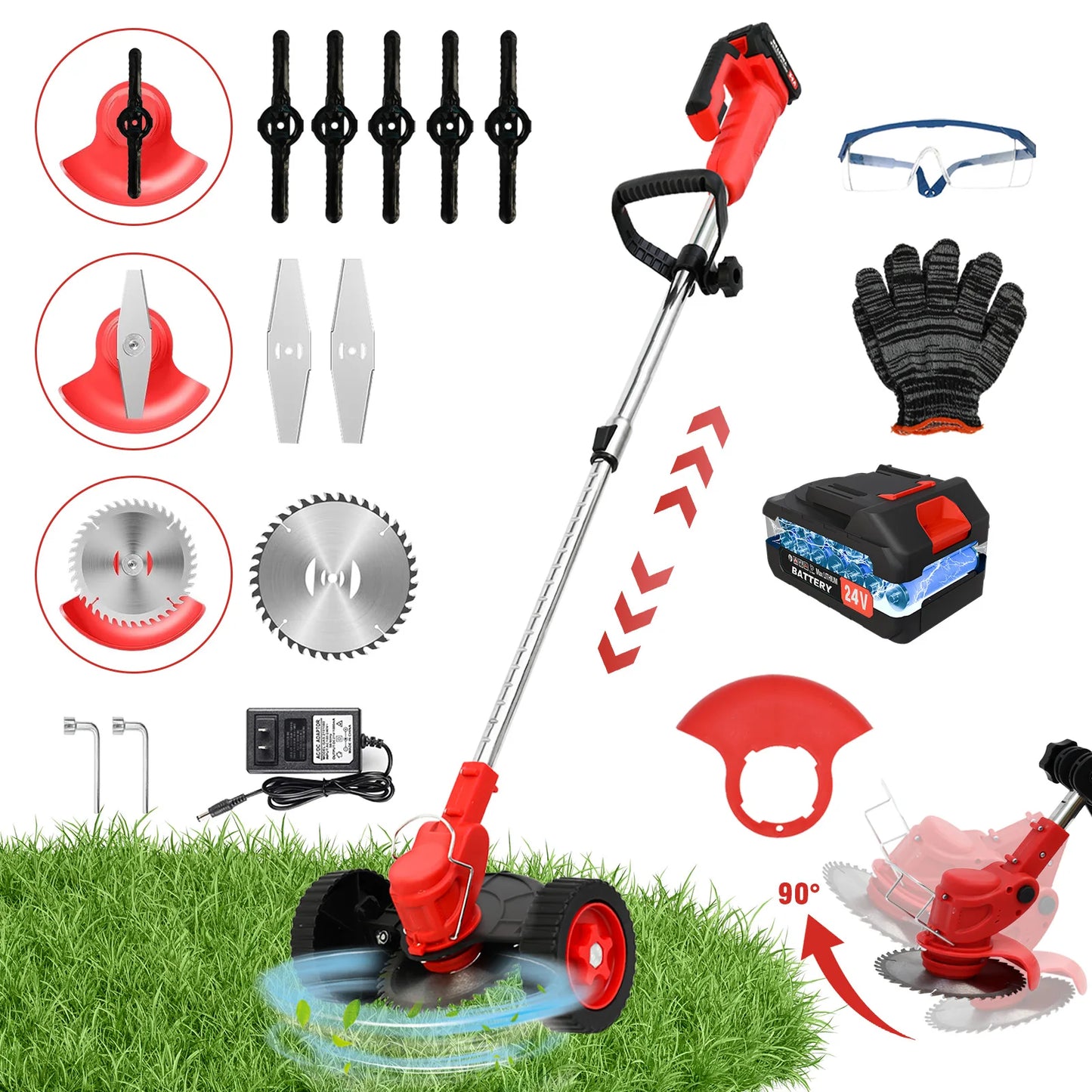 Cordless 21V Weed Wacker Grass Trimmer 3 In 1 Edger Mower