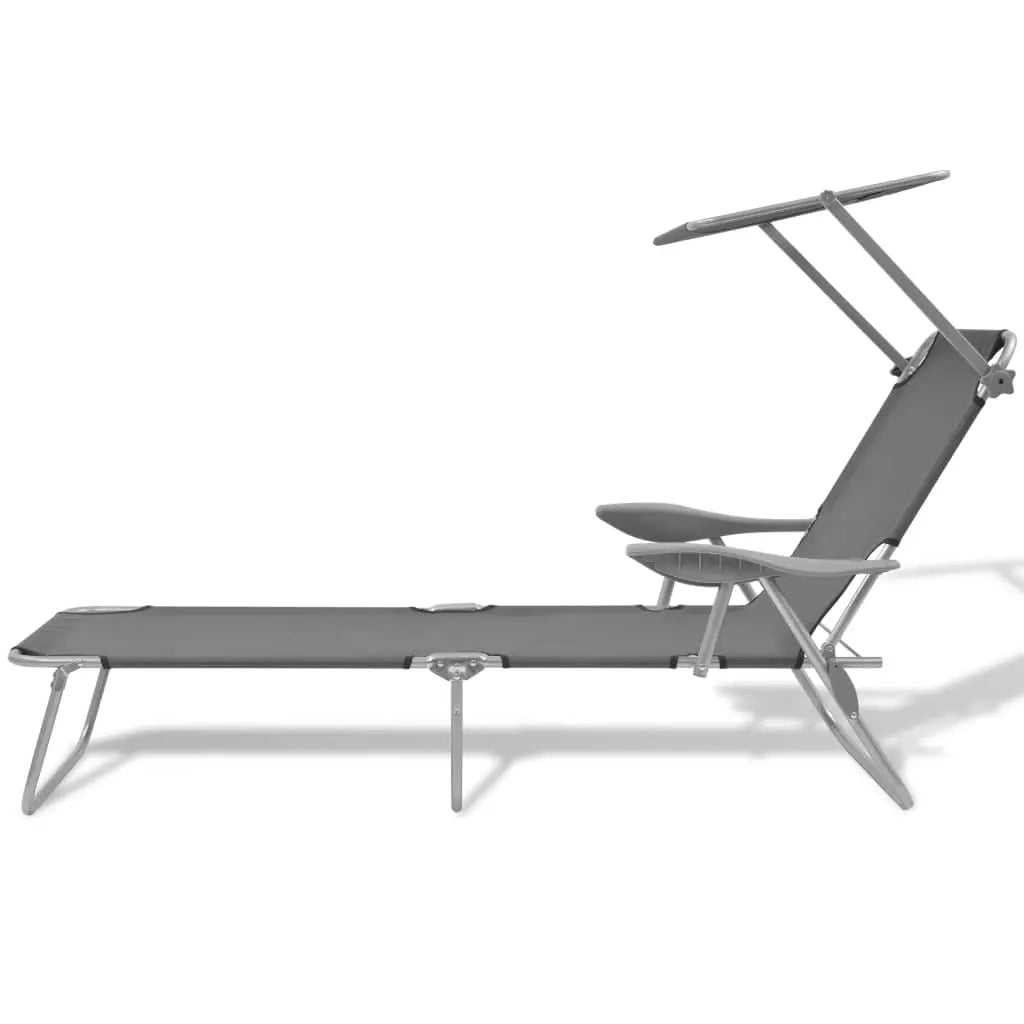 Steel Outdoor Sun Lounger With Adjustable Canopy For Poolside