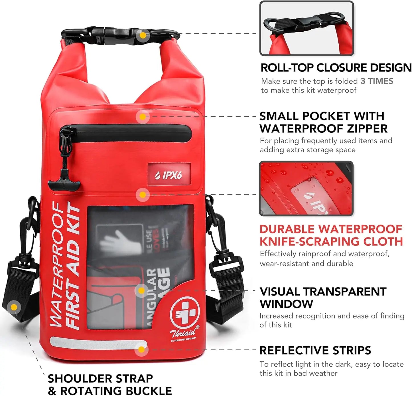 Waterproof 250-Piece First Aid Kit for Outdoor Emergencies
