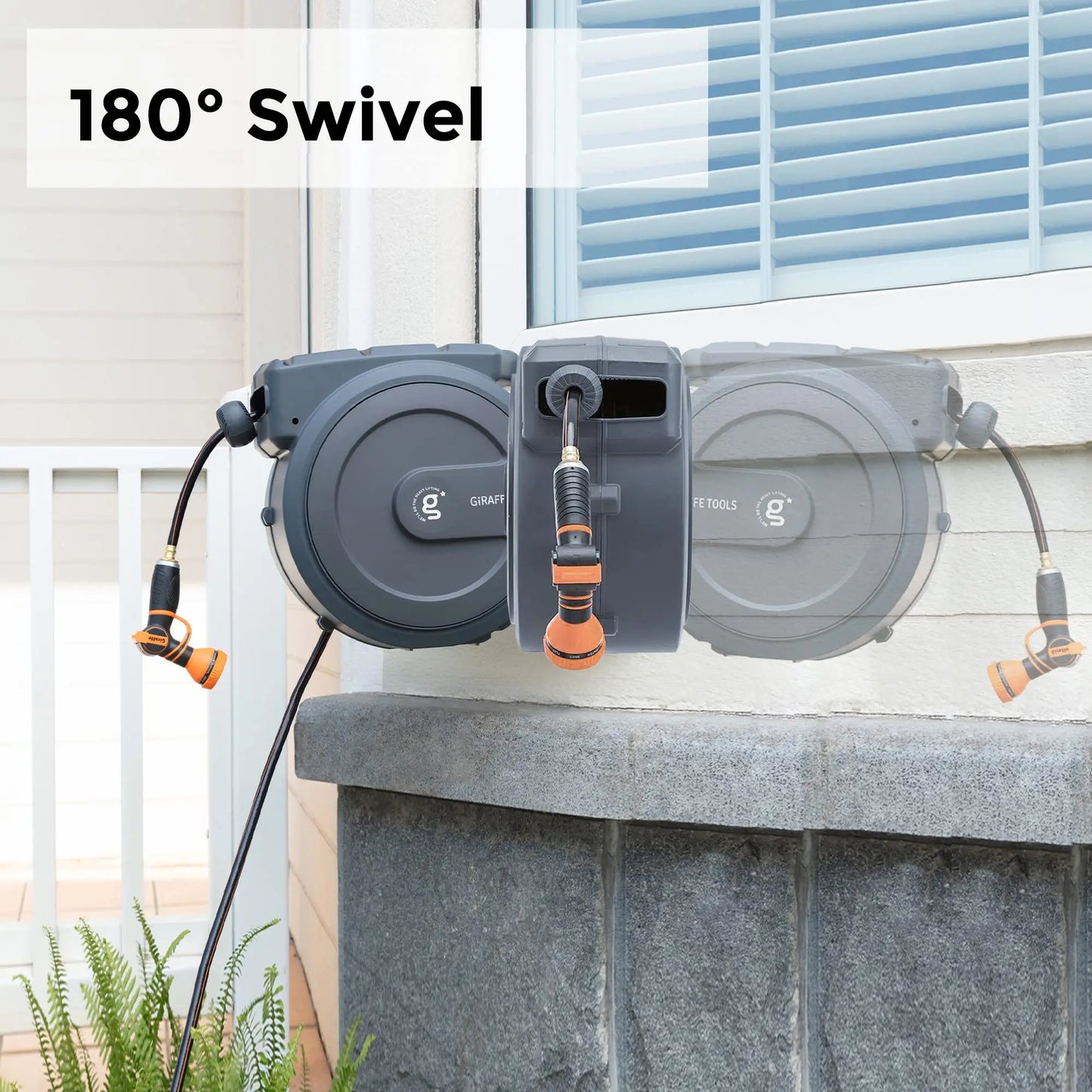 Giraffe Tools AW30 Garden Hose Reel Retractable Wall Mounted