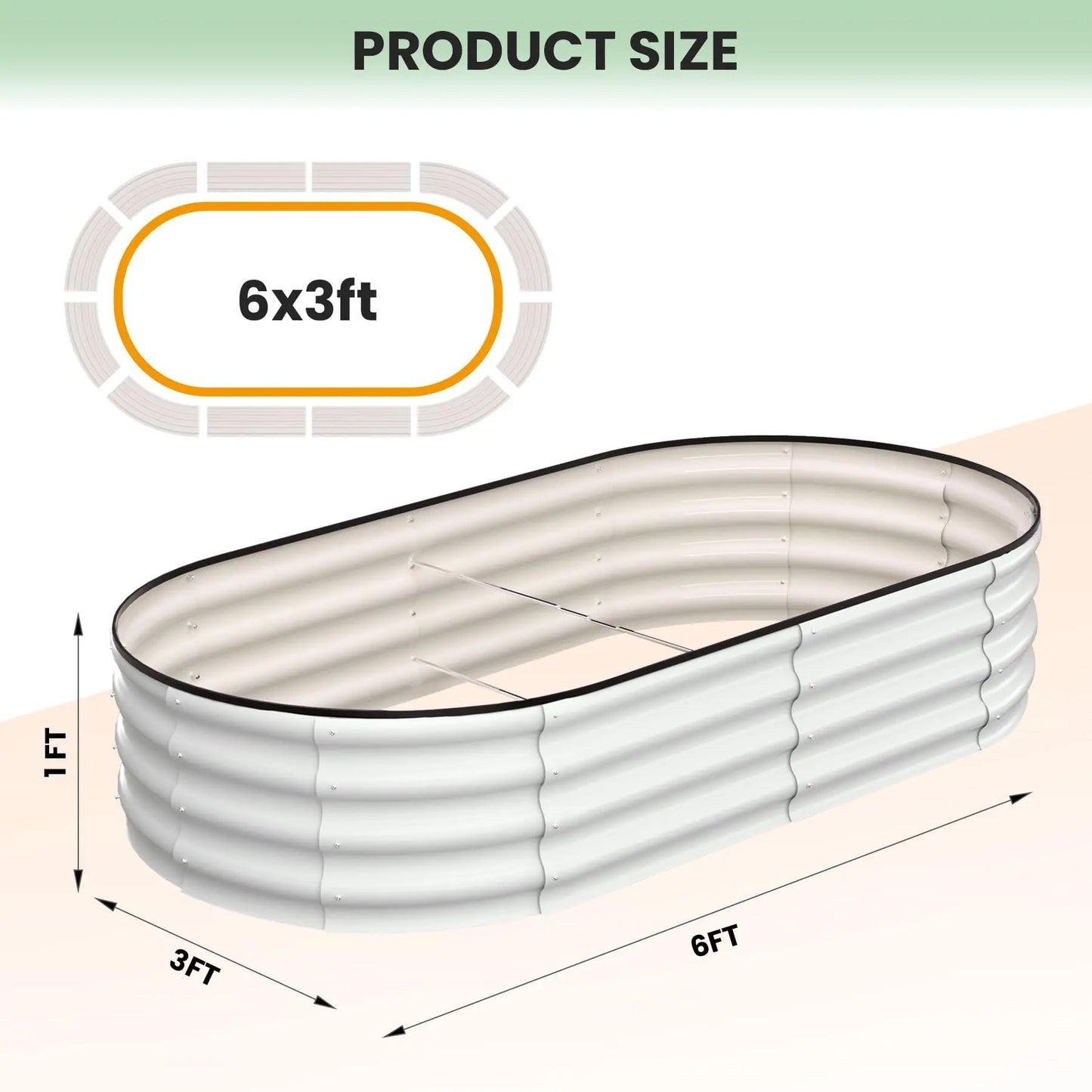 HiMISS 2 Pack Oval Galvanized Steel Raised Garden Beds