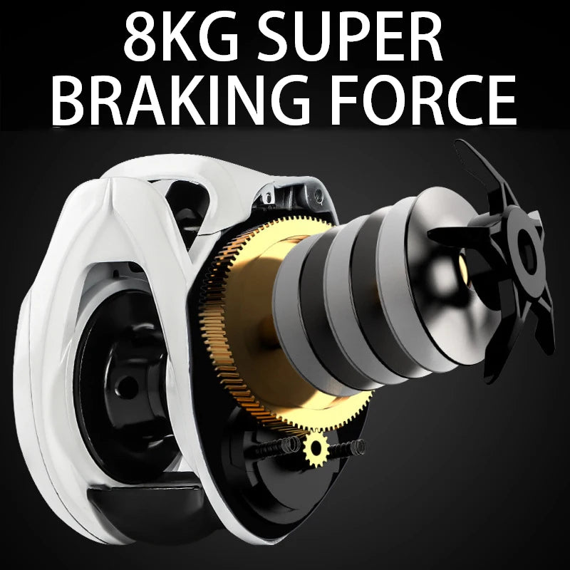 BILLINGS Baitcasting Reel 8KG Max Drag Baitcaster Fishing Reels 6.3:1 Gear Ratio Fresh Saltwater Magnetic Brake System Casting Reel