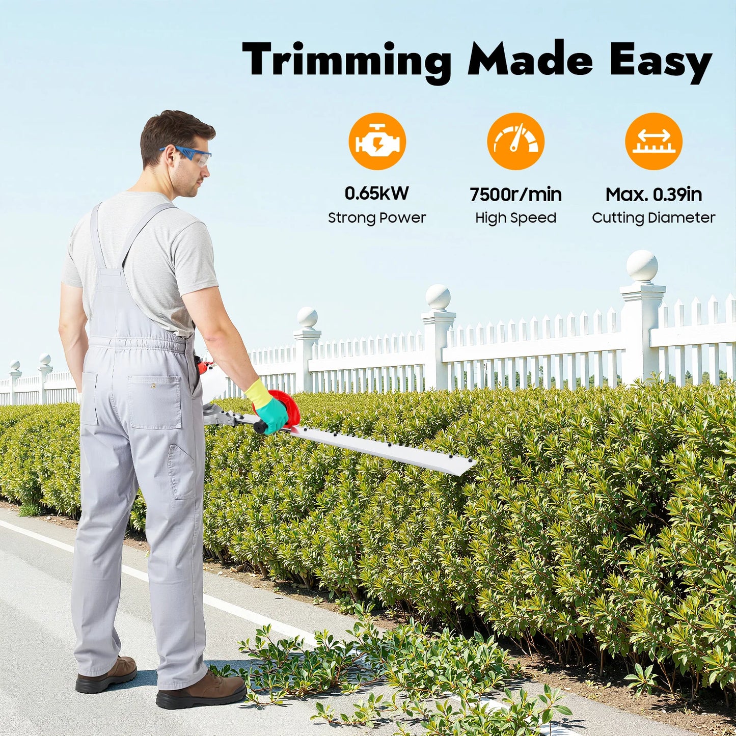 Bymaocar Hedge Trimmer 22.5cc Gas Single Blade Pruning Tool