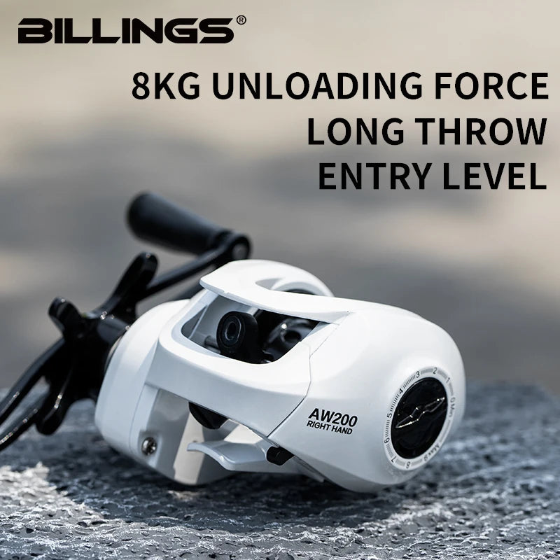 BILLINGS Baitcasting Reel 8KG Max Drag Baitcaster Fishing Reels 6.3:1 Gear Ratio Fresh Saltwater Magnetic Brake System Casting Reel