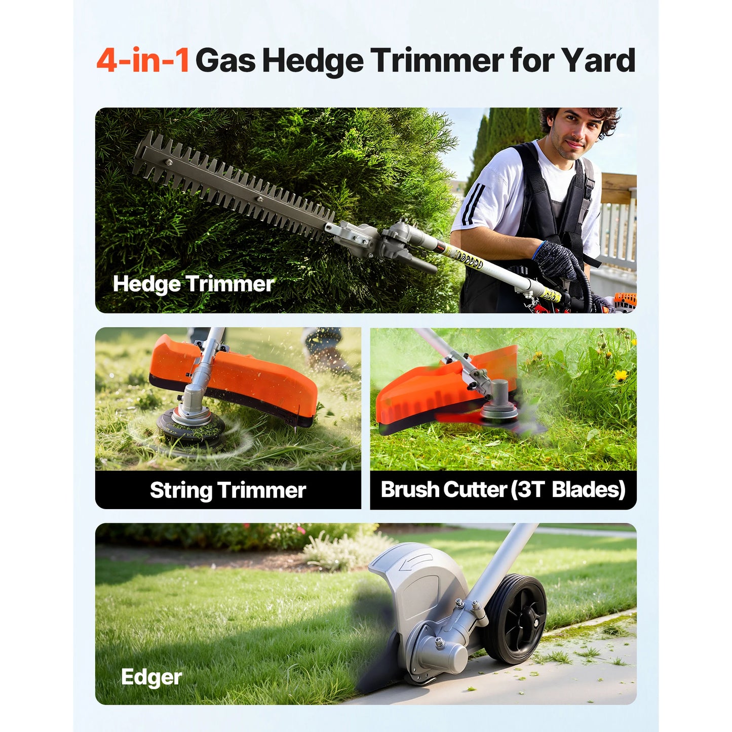 SucceBuy Gas Hedge Trimmer 2 Cycle Handheld Weed Eater Set