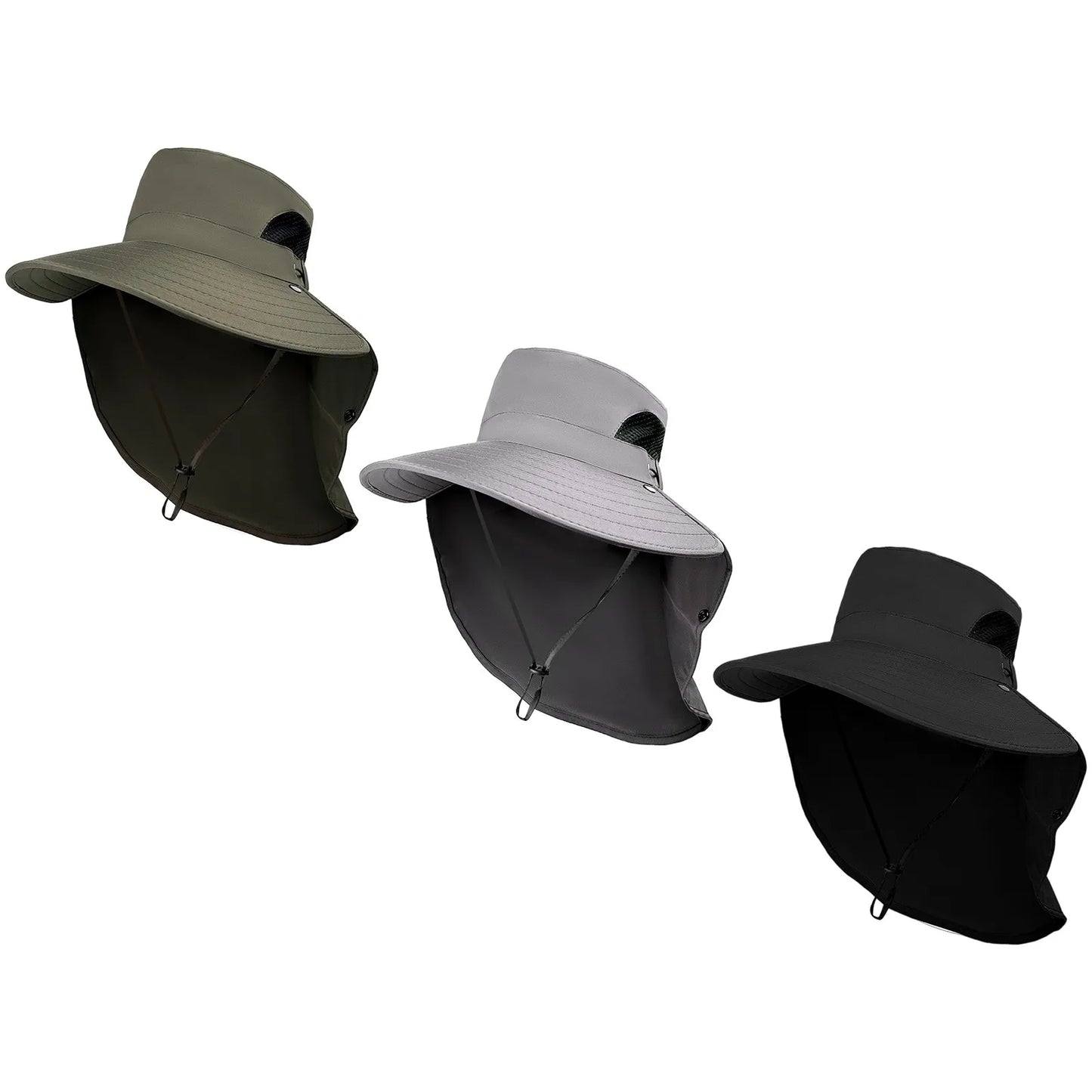 Unisex Quick Dry Mesh Safari Sun Hat With Neck Flap
