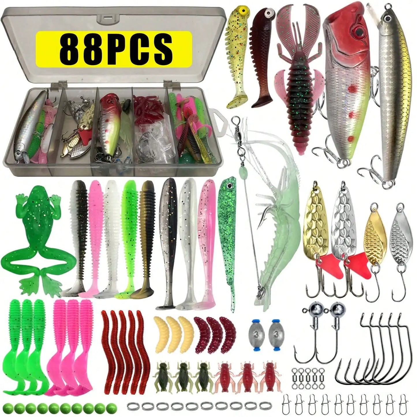 Multi Size Mixed Fishing Lure Set With Tackle Box Kit