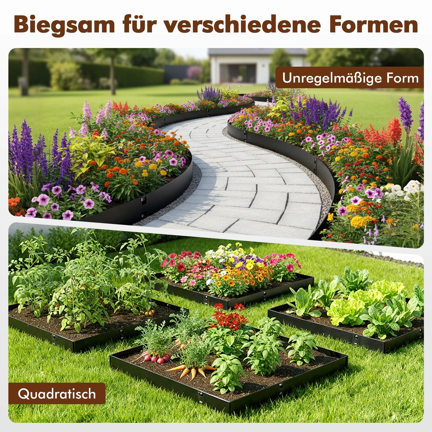 Garden Edging Steel Lawn Border No Dig Bendable Pathway Edger