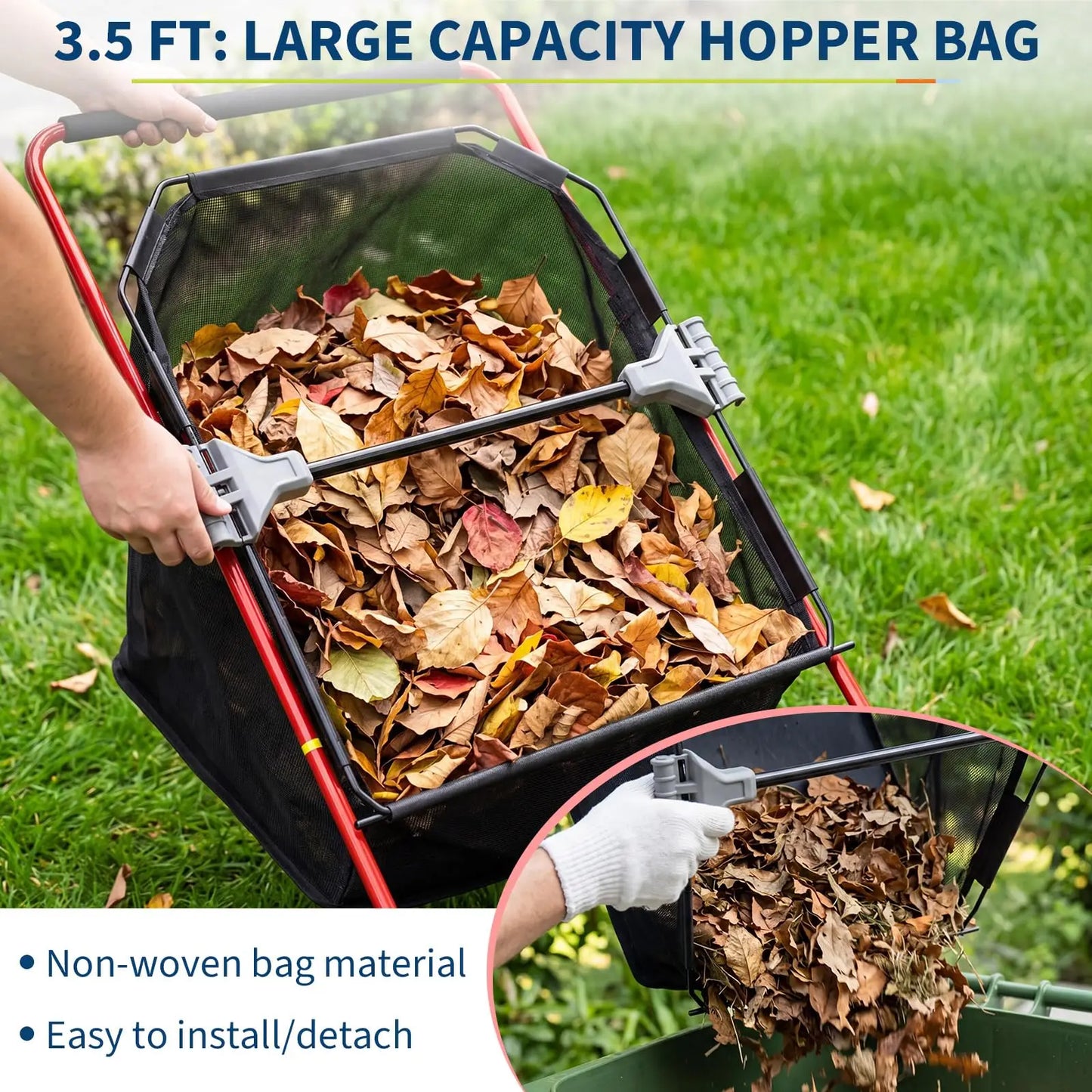 HiMISS Push Lawn Sweeper With Large Hopper And Four Brushes