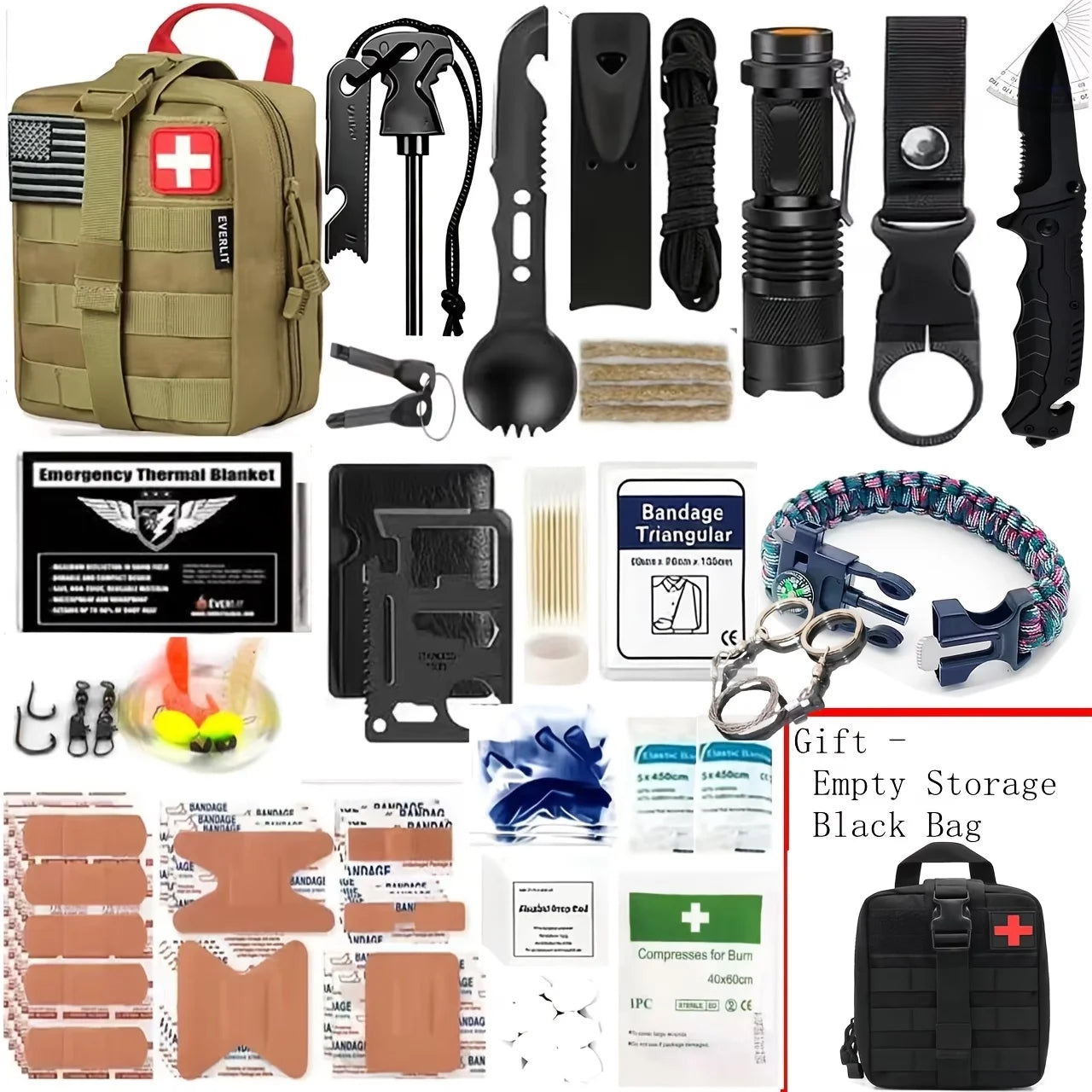 258-Piece Professional Survival And Outdoor Gear Set With Fire Starters