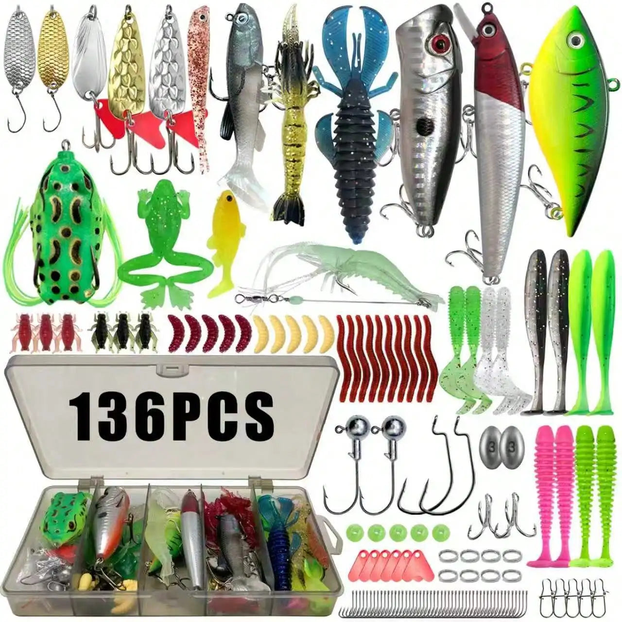 Multi Bait Fishing Tackle Set With Multi Layer Storage Tackle Box All Water