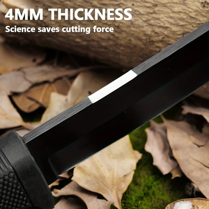 Survival Knife With Illuminated Sheath Compass Flint Rubber Handle