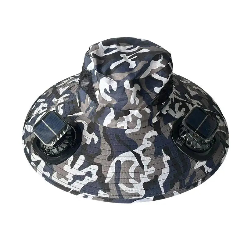 Solar Powered Fan Quick Dry Bucket Hat USB Charging For Men Outdoor