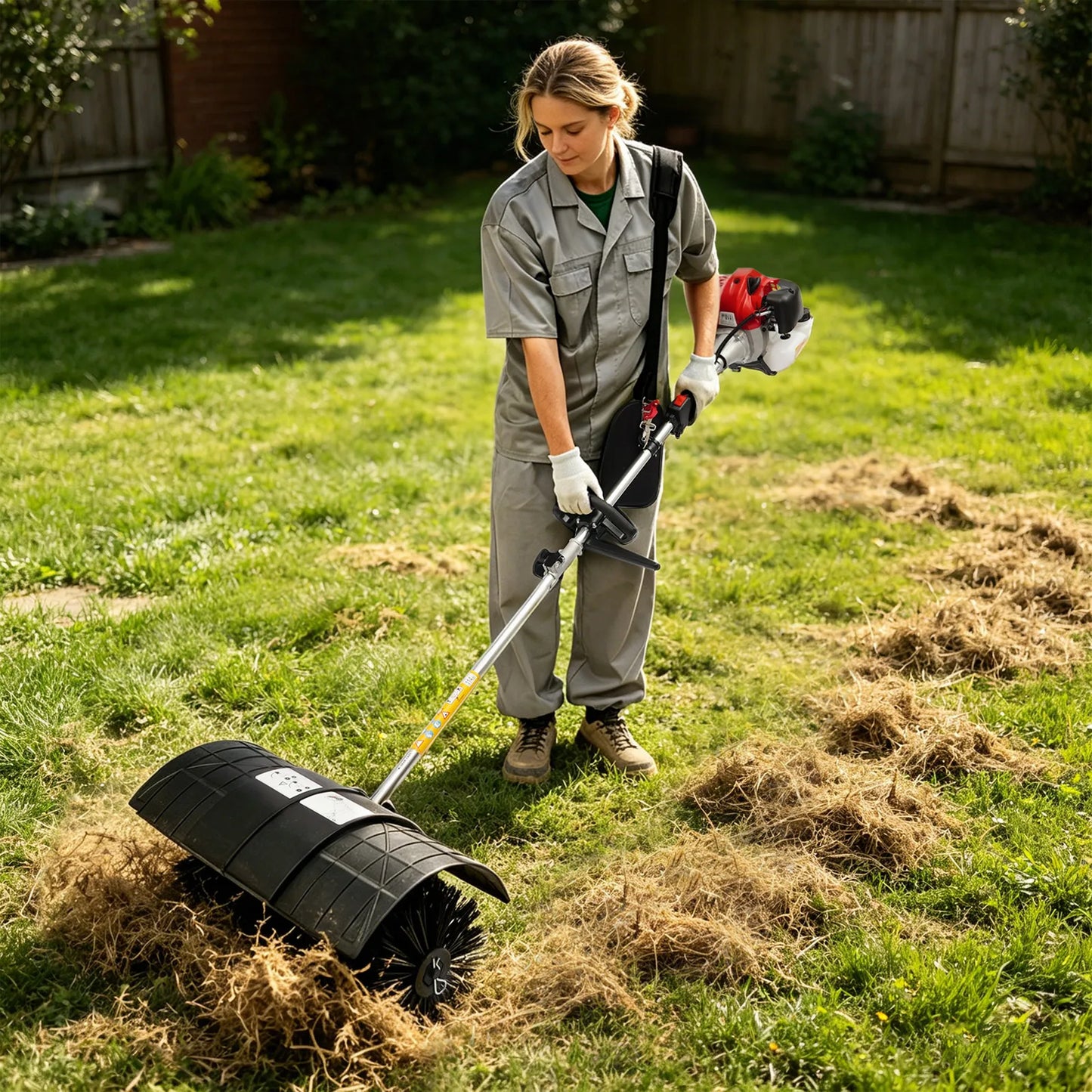 Gas Powered Broom Sweeper 2.3HP 52cc For Outdoor Cleaning