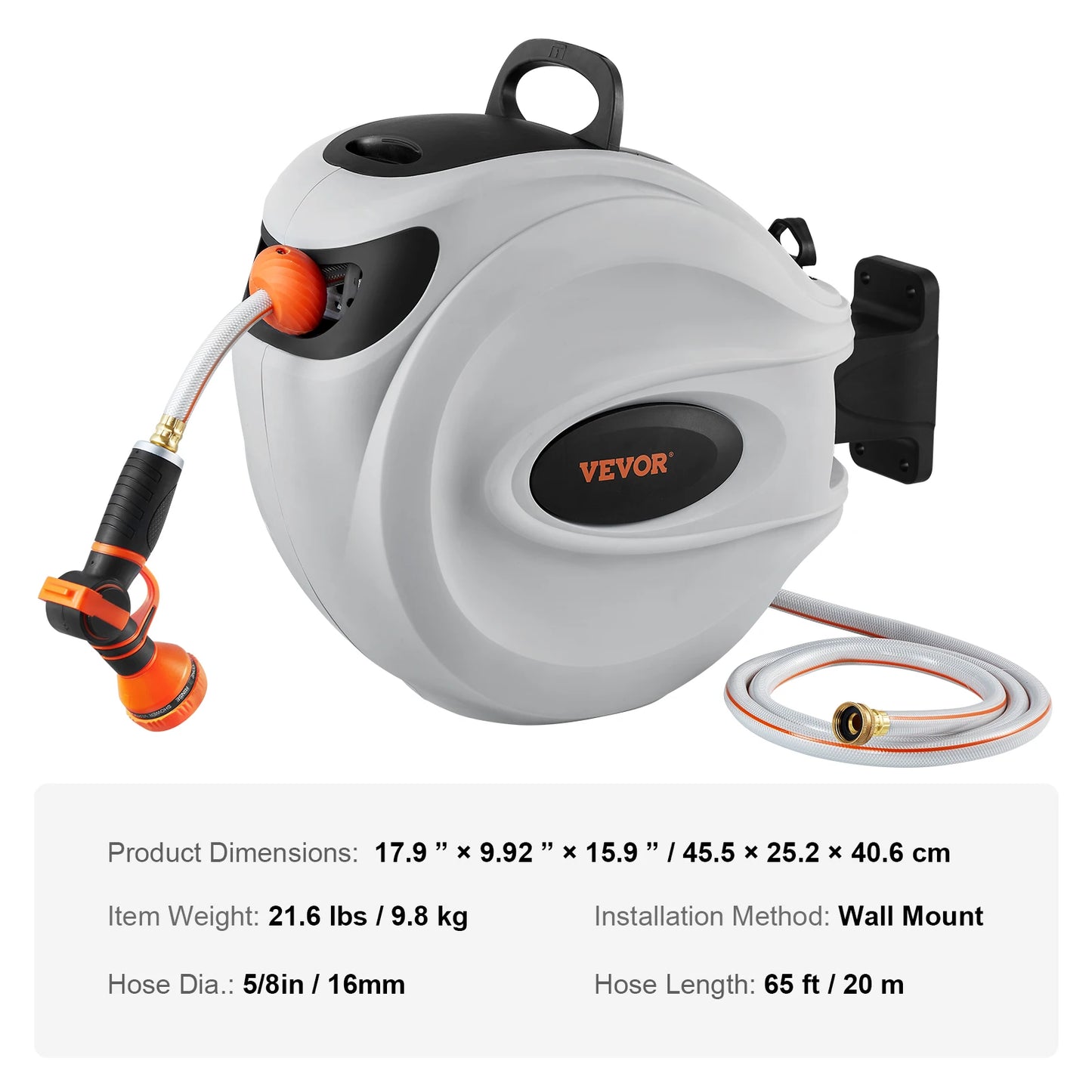 SucceBuy Retractable Hose Reel With 180° Swivel Wall Mount