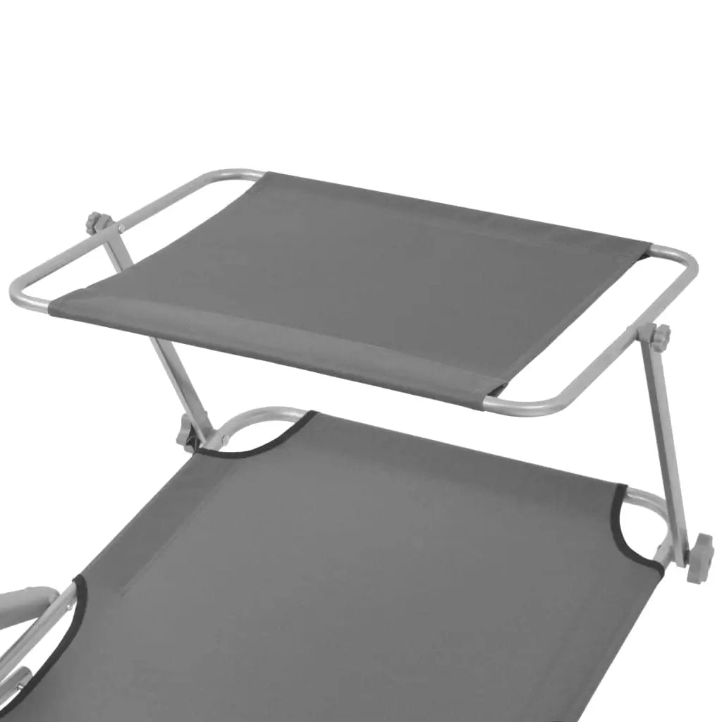 Steel Outdoor Sun Lounger With Adjustable Canopy For Poolside