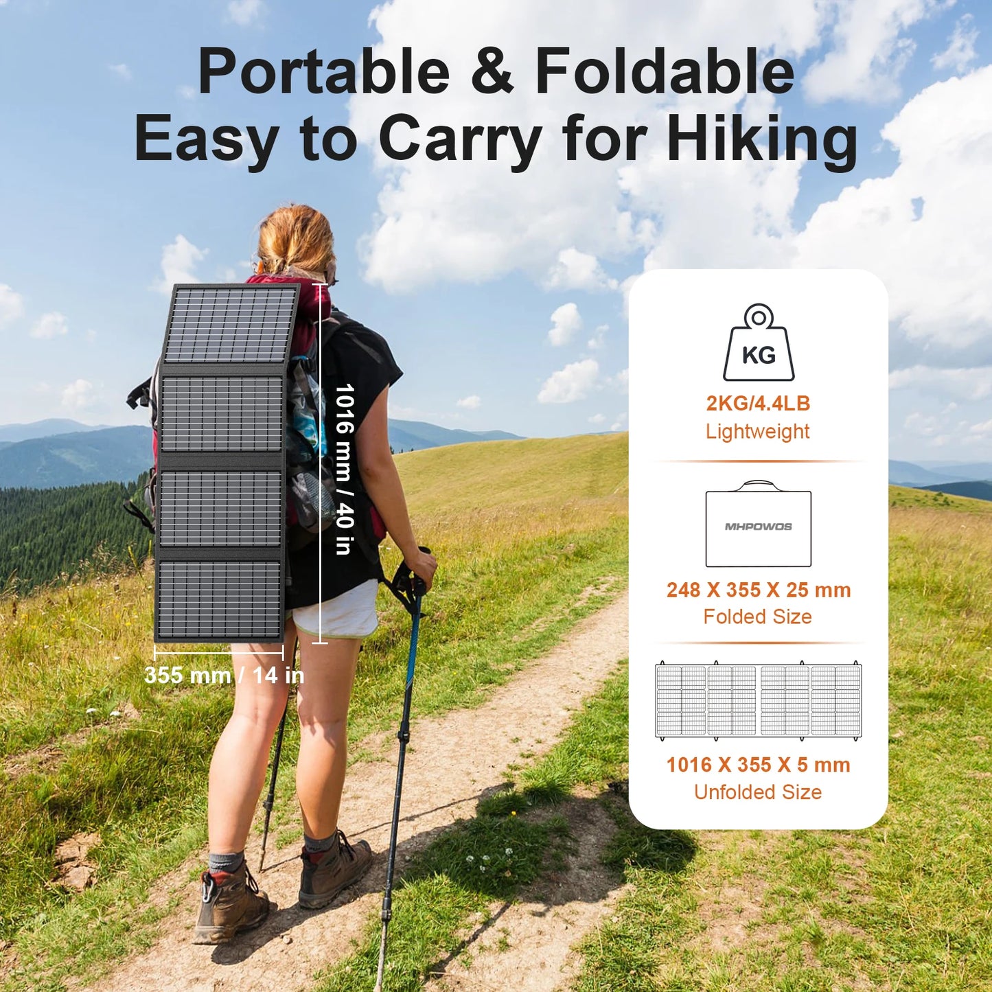 MHPOWOS Solar Battery Charger for Powerbank USB C Foldable Panel