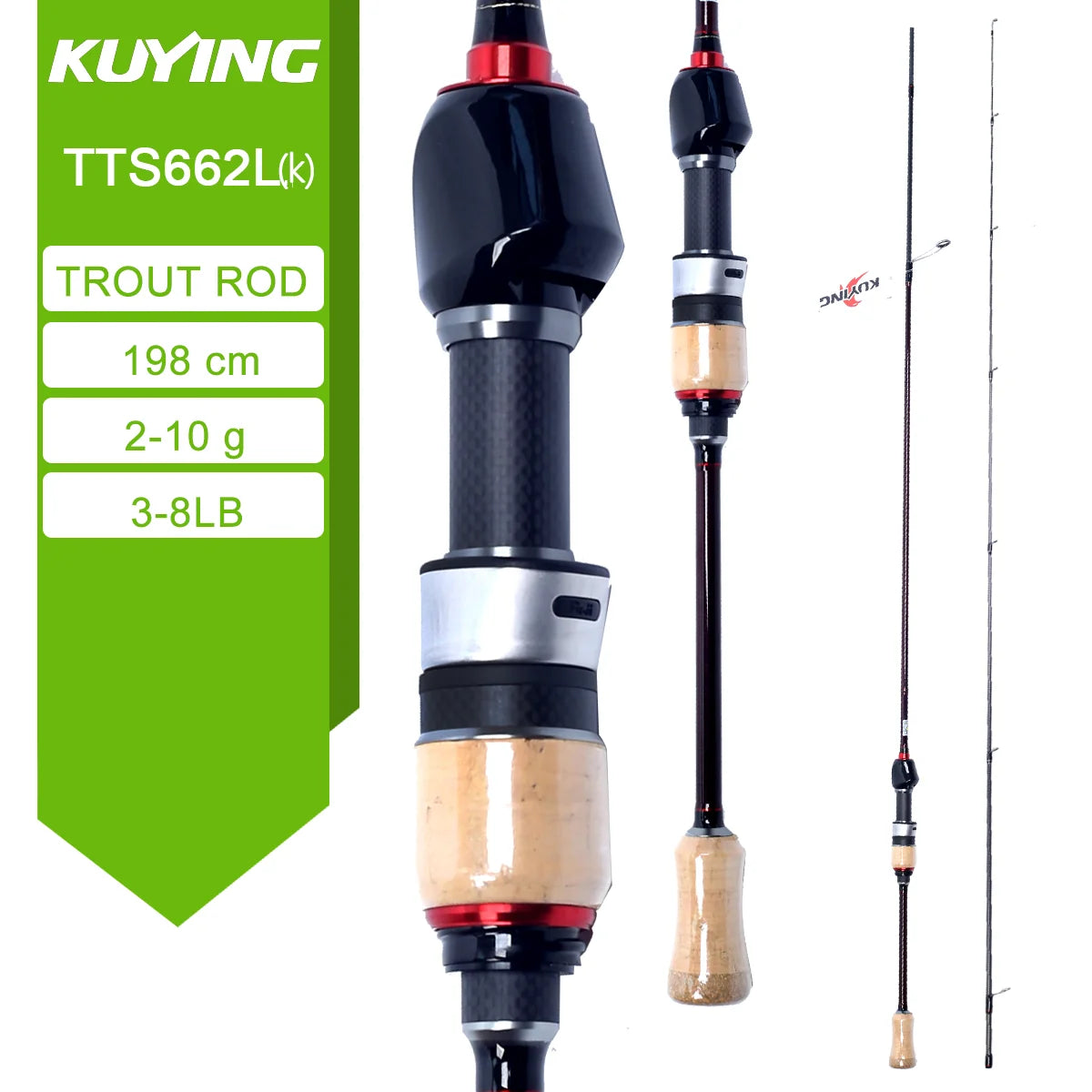 Kuying Teton Spinning Casting Rod BFS Pole Carbon 0.8-8g 1-8lb Fuji Parts