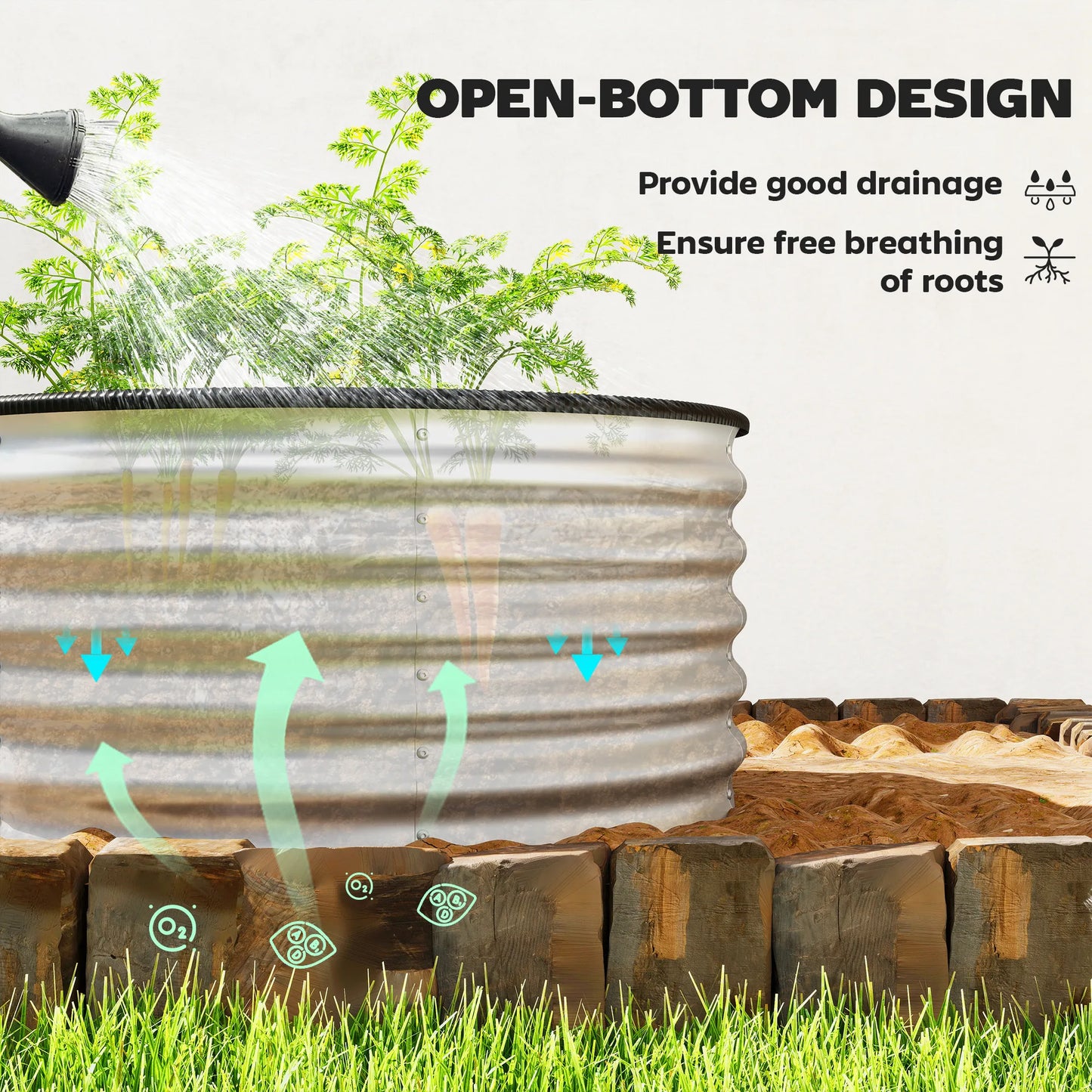 Raised Garden Bed Galvanized Planter Boxes Set of 2