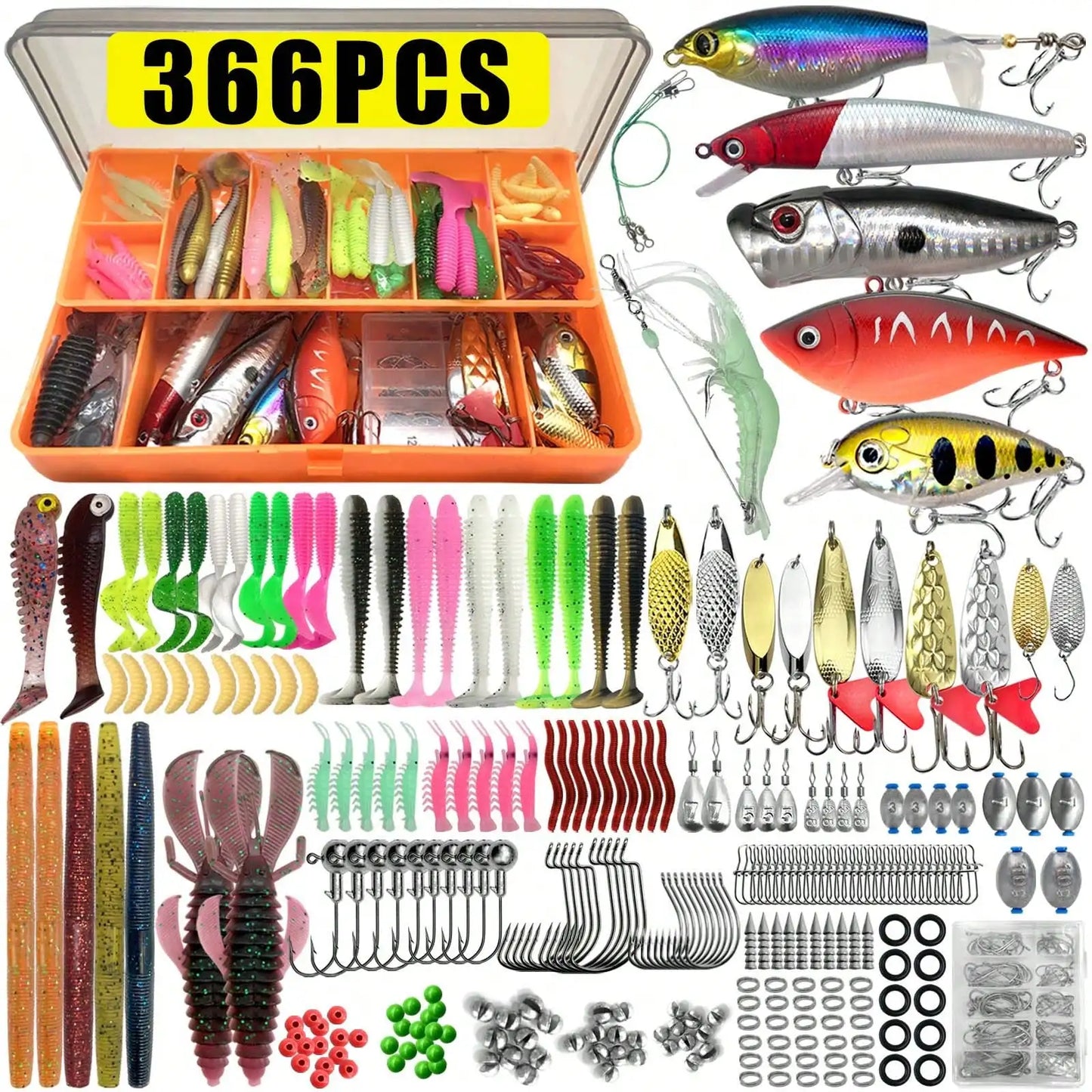 Multi Size Mixed Fishing Lure Set With Tackle Box Kit