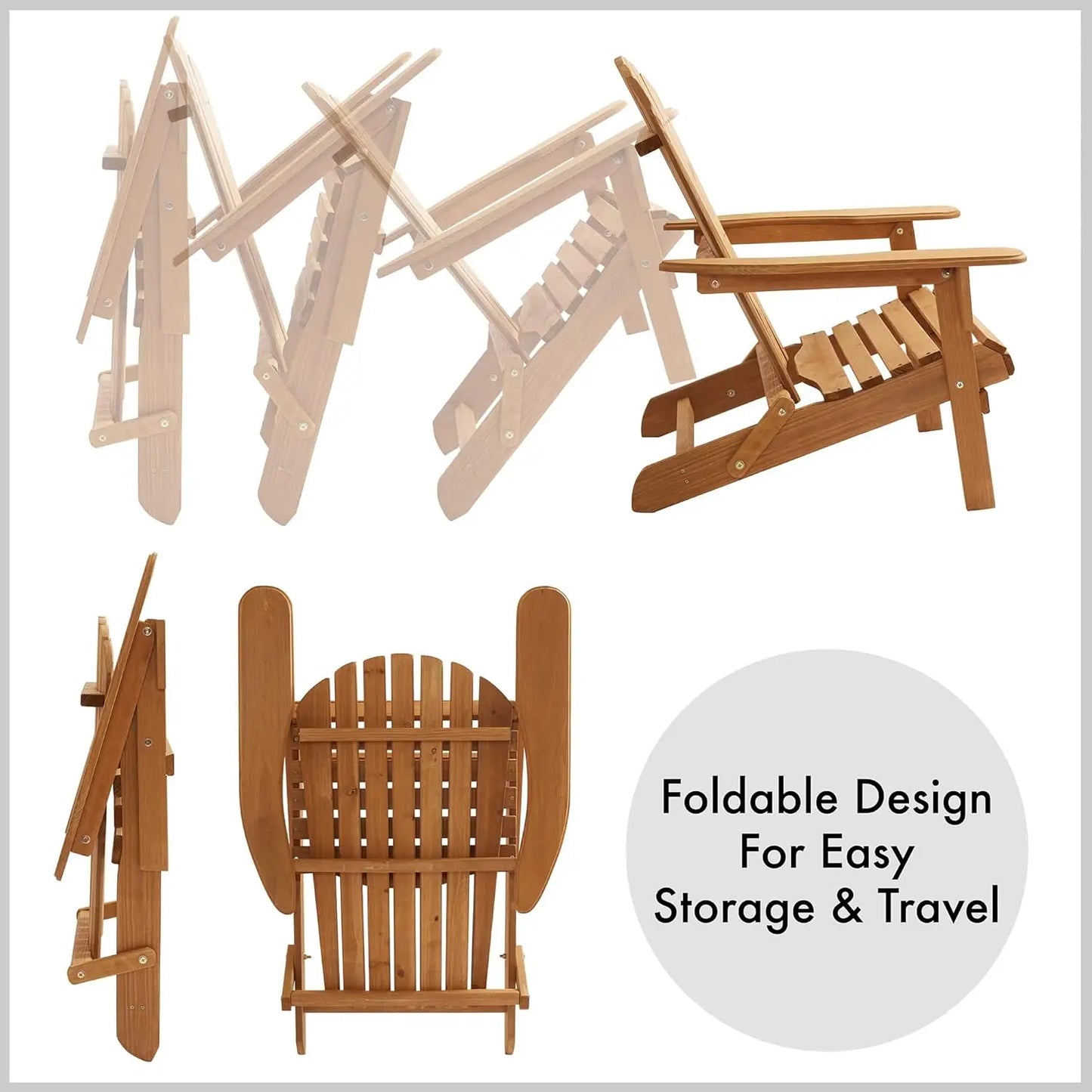 Folding Adirondack Chair, Set of 2 Cedar Wood Outdoor Fire Pit Lounge Chairs for Patio, Deck, Yard, Lawn and Garden, Customized