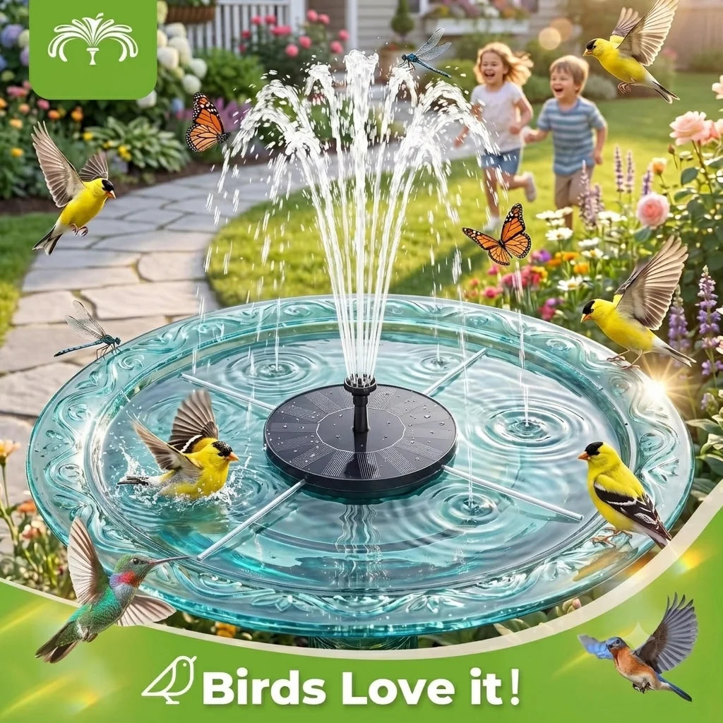  Solar Fountain with 6 Nozzles and 4 Crash Bars, High Water Spray&Stable Floating Solar Water Fountain Suitable for Bird Bath Garden Pond Fish Tank, Ideal Outdoor Landscape Decor