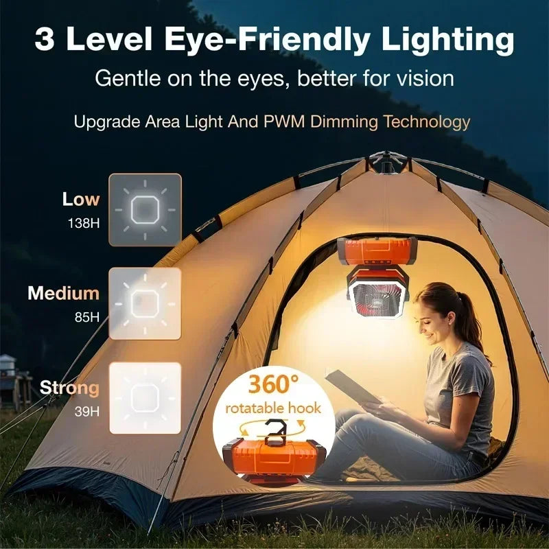 Outdoor Camping Fan With Bluetooth Speaker 20000mAh Battery And Hook