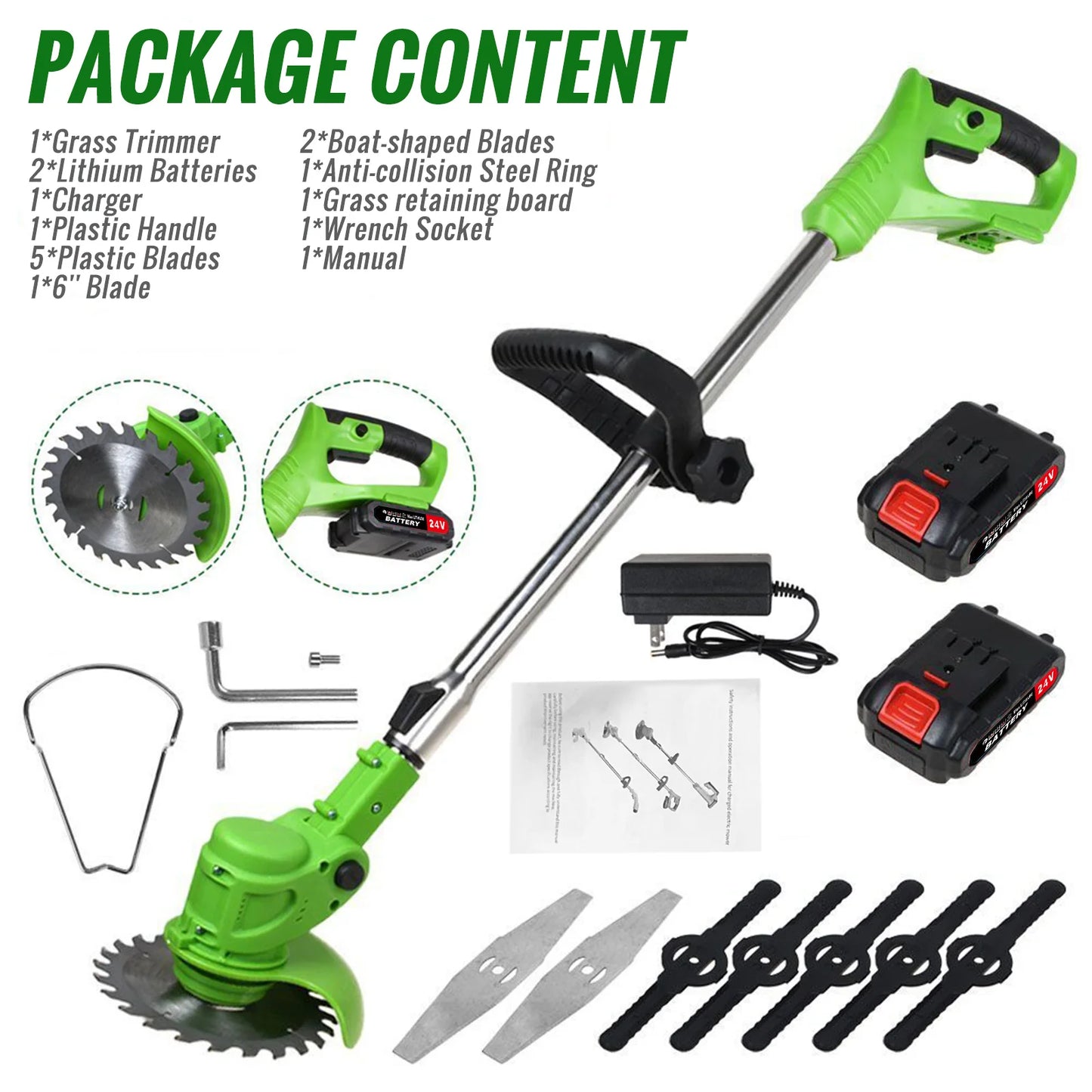 Electric Cordless Weed Trimmer 2 In 1 String Grass Cutter For Yard