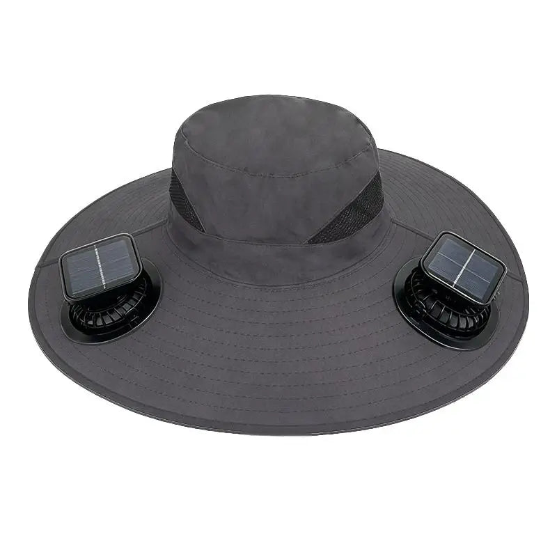 Solar Powered Fan Quick Dry Bucket Hat USB Charging For Men Outdoor
