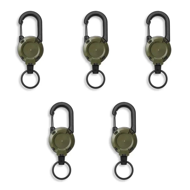 Retractable Heavy Duty Carabiner With Steel Wire Rope Buckle Keyring