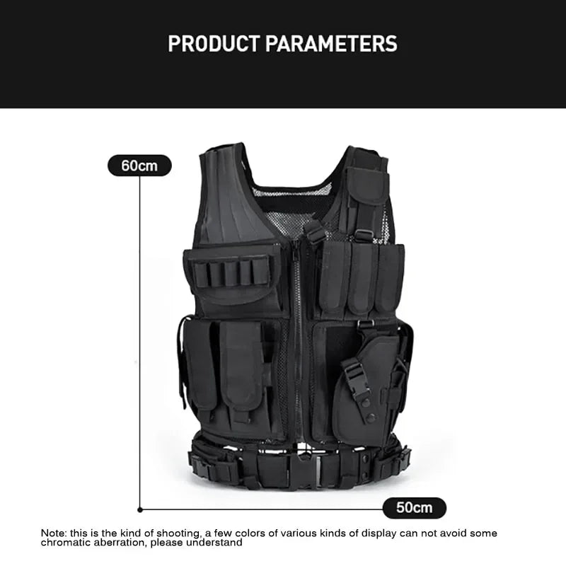 Tactical Molle Vest Adjustable Combat Body Armor For Airsoft