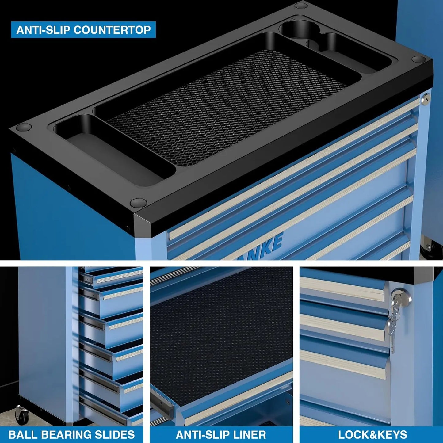 7-Drawer Rolling Tool Chest with Lock&Keys and Swivel Casters,Tool Chest with Multi-Sizes Drawers and, Customized