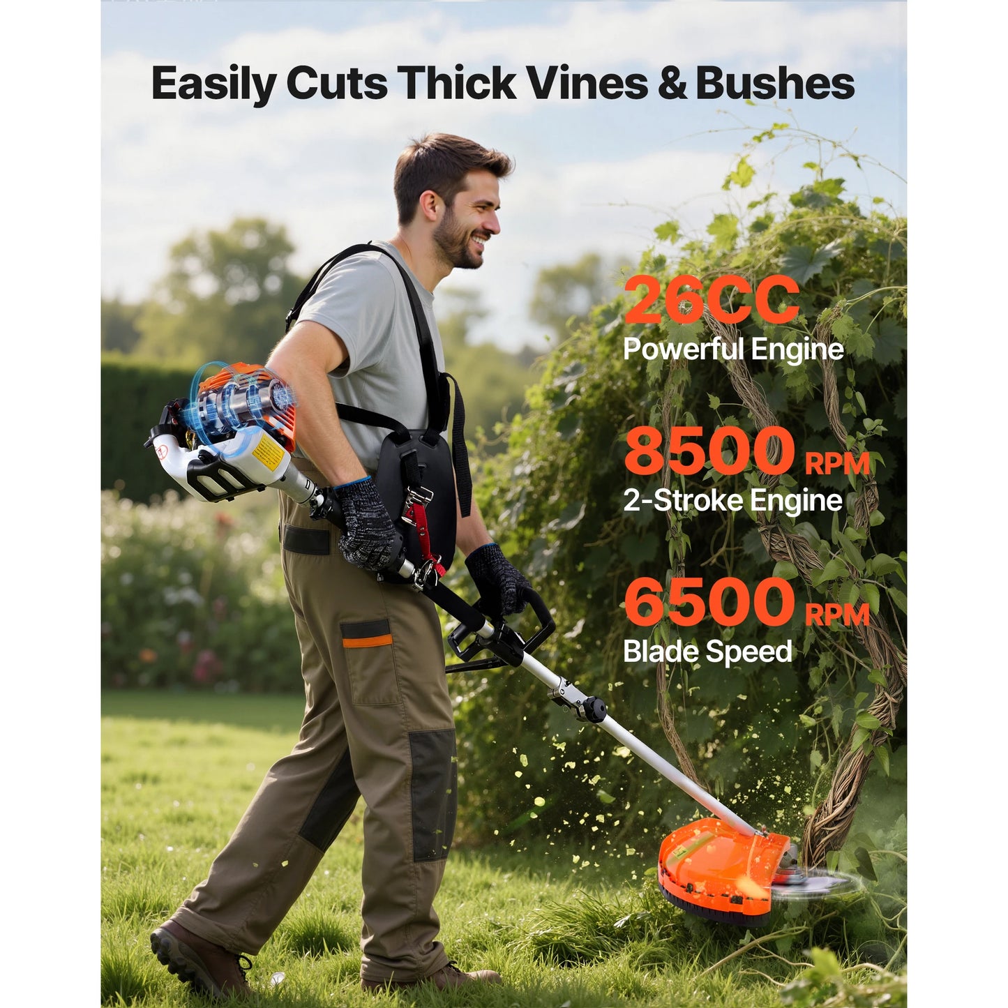 SucceBuy Gas Hedge Trimmer 2 Cycle Handheld Weed Eater Set