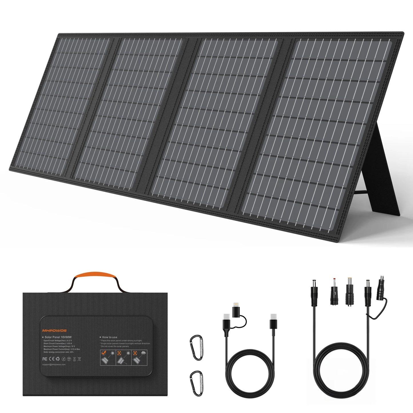 MHPOWOS Solar Battery Charger for Powerbank USB C Foldable Panel