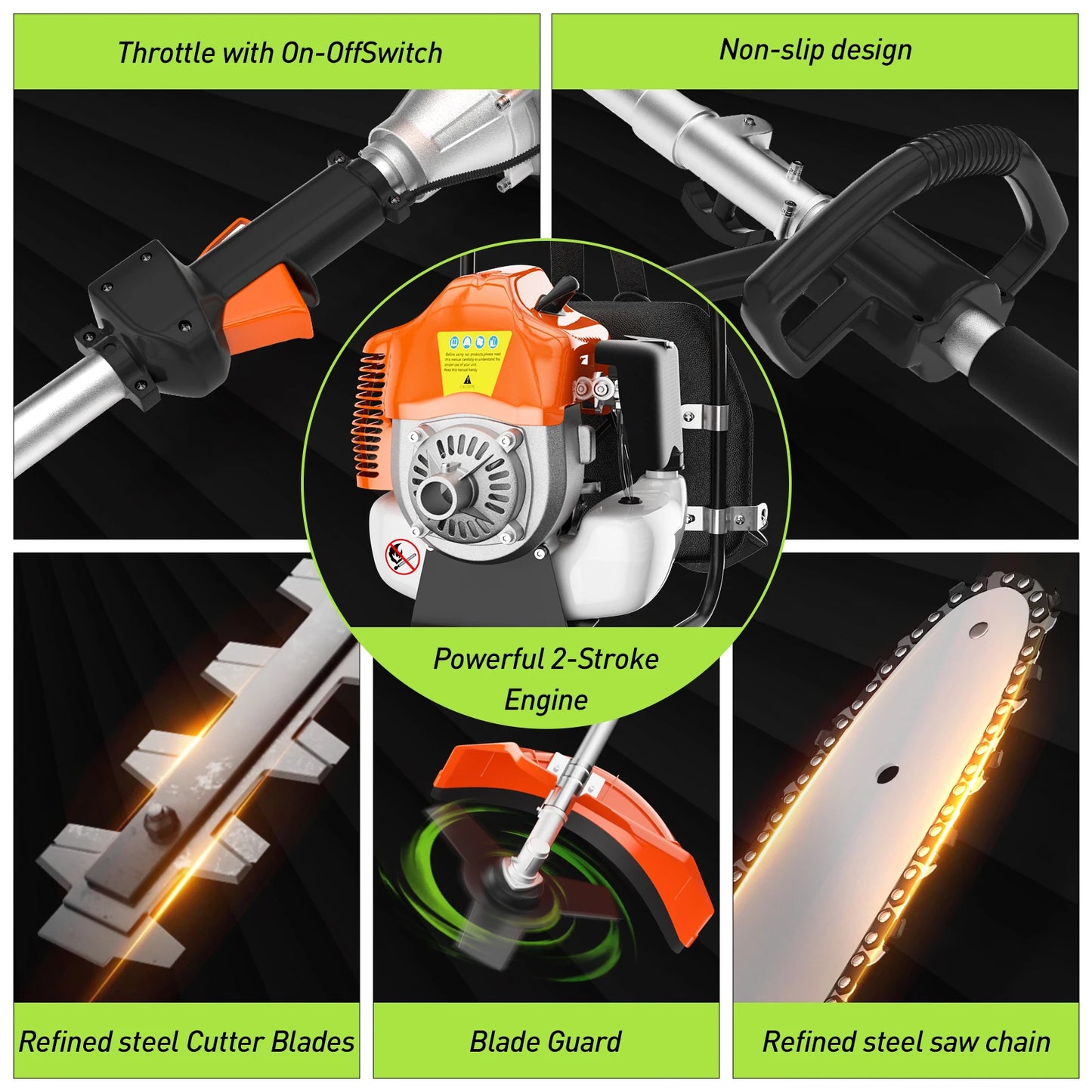 Gasoline Powered 6 In 1 Hedge Trimmer For Lawn Care
